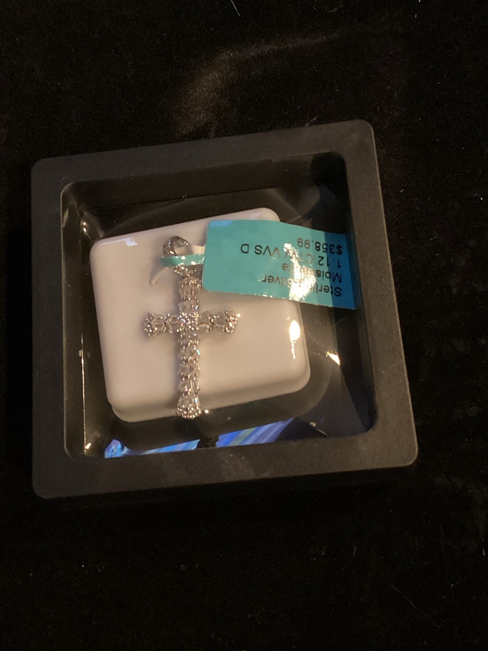 Sparkling Cross Pendant in Silver and Moissanite